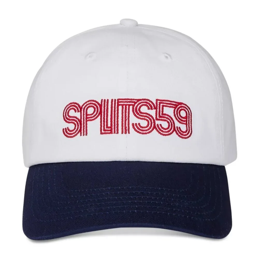 38$ Splits59 Embroidered Logo Tennis Cap Adjustable Strap Size One White Black